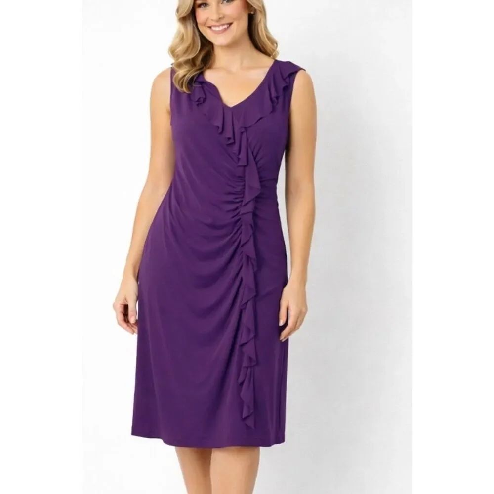 Jessica Howard purple ruffle front dress size 8